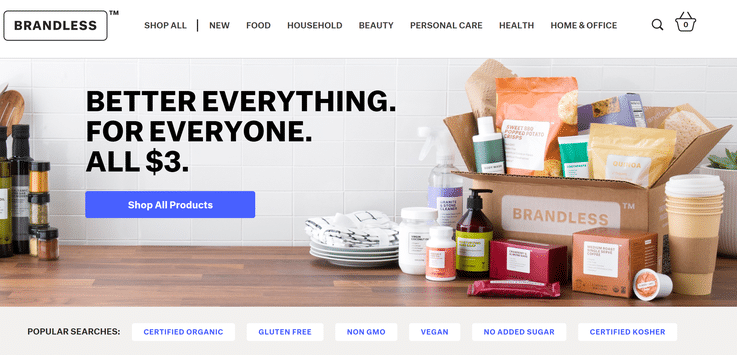Brandless one-price grocery retail model