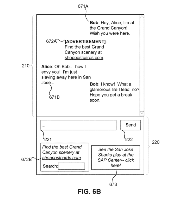 Facebook Messenger ad patent