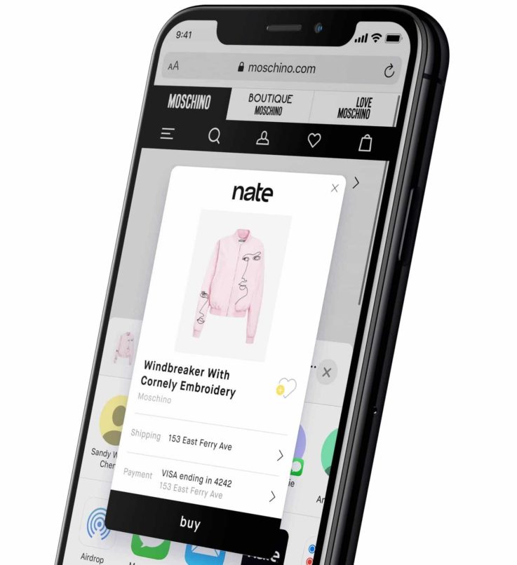 Nate shopping app on Mobile phone